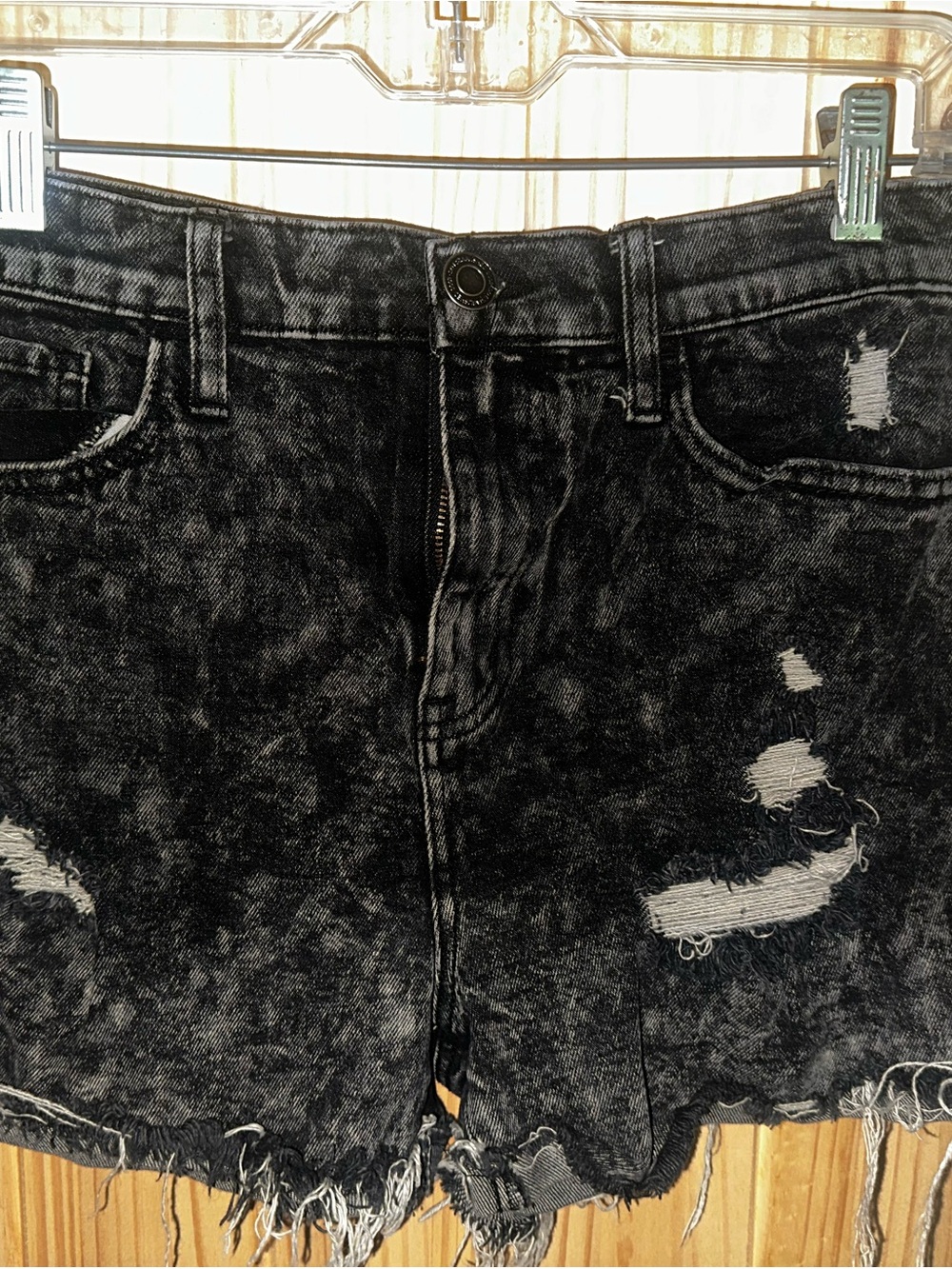 SO Black Acid-Wash Stretch Mom Shorts